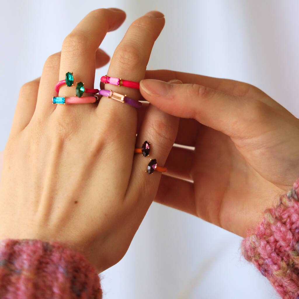 Lucent Studios Ltd - Wholesale Cocktail/Statement Ring - Bright Enamel and Glass Stone Ring1