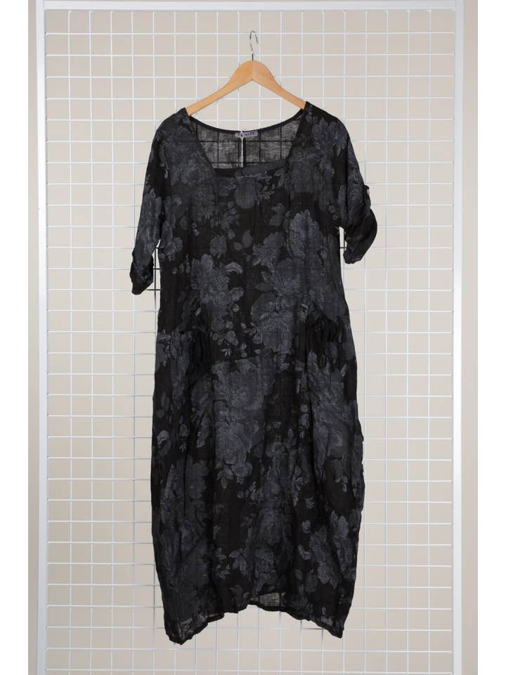 la maison des fibres naturelles – Großhandel Kleid – Damen – Leinenkleid mit floralem Muster, 100 % Leinen, Modell 6796717