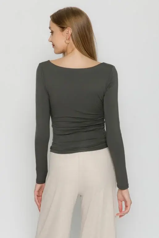 Final Touch - Wholesale Knit Top - Women's - Double Layered Square Neck Basic Top - T1710946