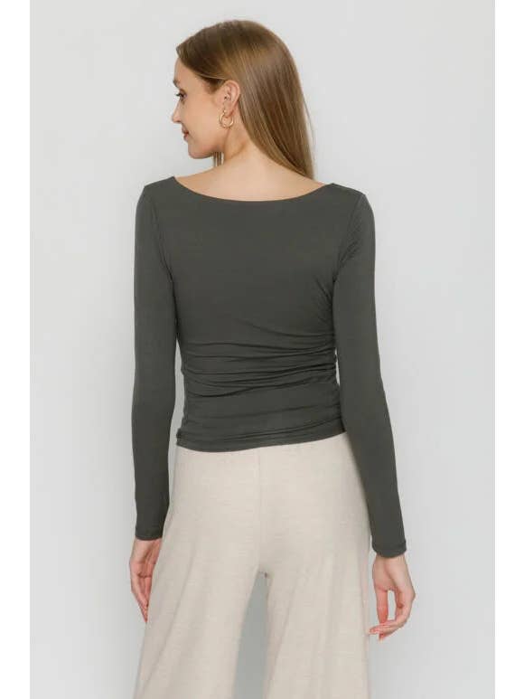 Final Touch - Wholesale Knit Top - Women's - Double Layered Square Neck Basic Top - T1710946