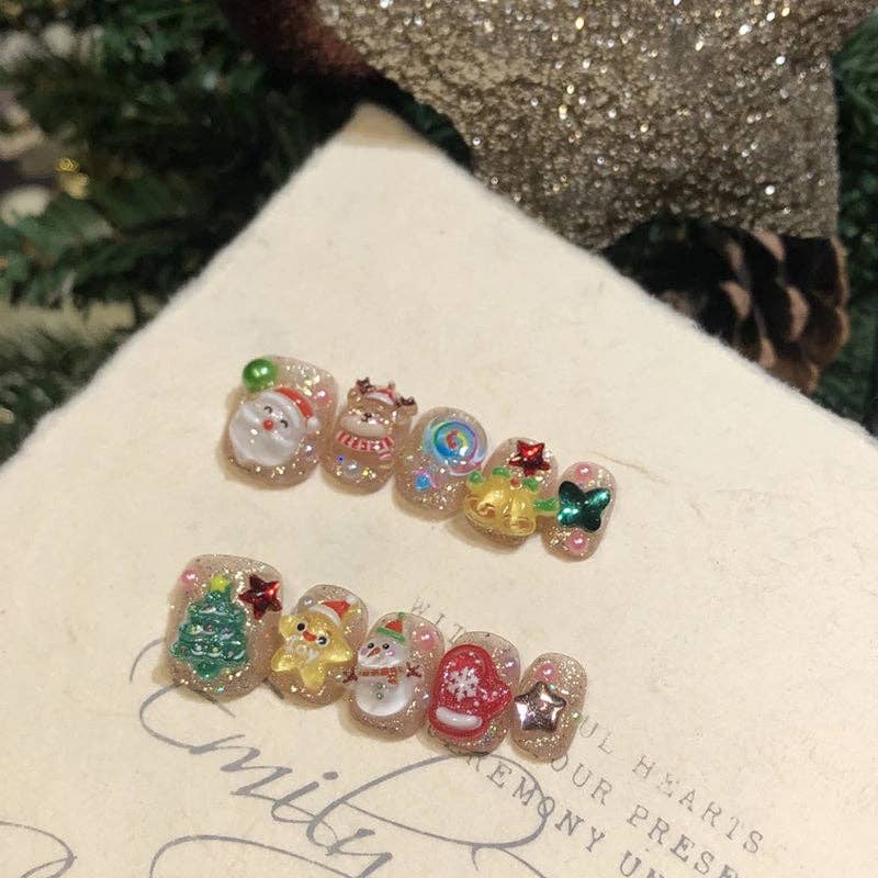 RICH COLOR Colorful Christmas Three-Dimensional Short Wear Nail Art for wholesale on Faire1