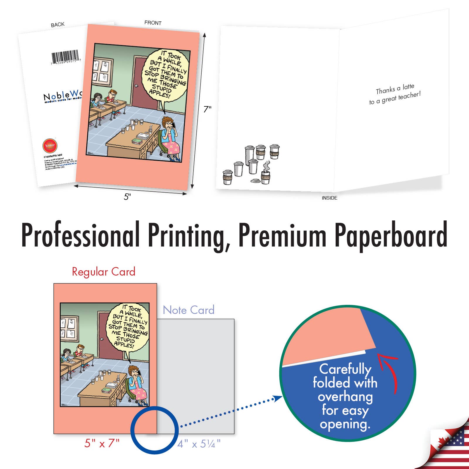 NobleWorks - Wholesale Teacher/Back-to-School Card - 1 Funny Teacher Thank You Card - Stupid Apples - NobleWorks4