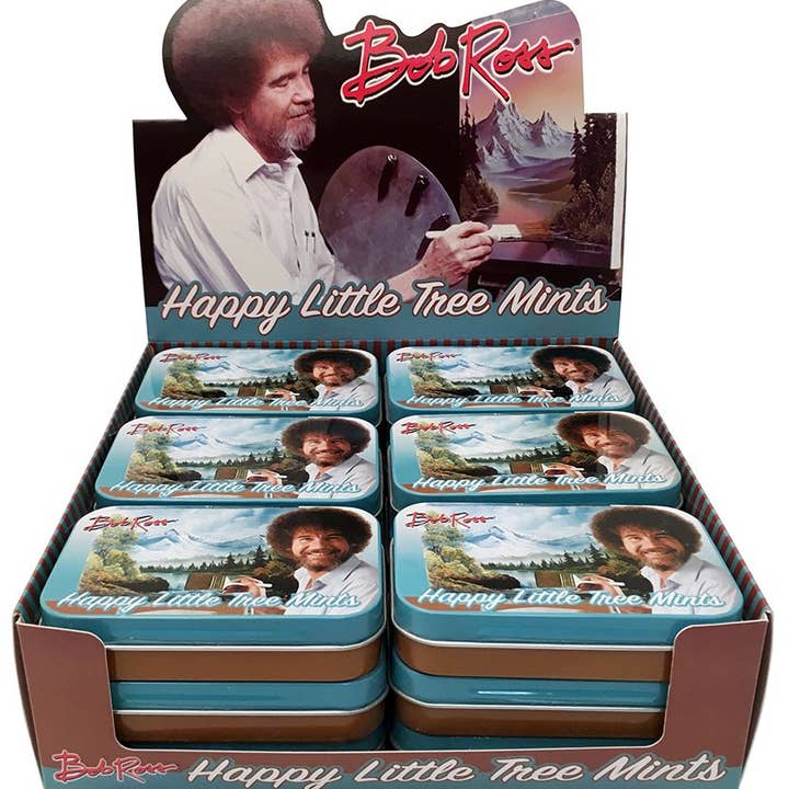 Grandpa Joe's Candy Shop - Wholesale Hard Candy - Bob Ross Happy Little Tree Mints 18ct Candy Tin