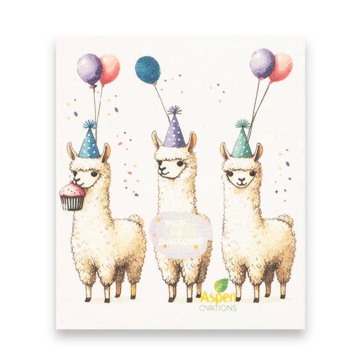 Torchon Fête des Lamas – Ballons, Cupcakes et Célébration pour la vente par AspenOvations