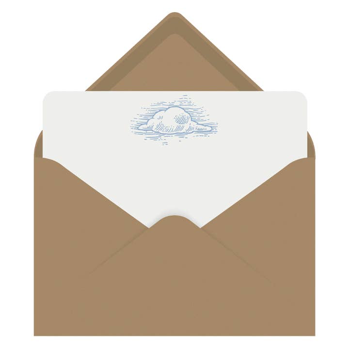Note Cards Letterpress Cloudy Sky - Boxed Set of 8 for wholesale by Letterpress Jess