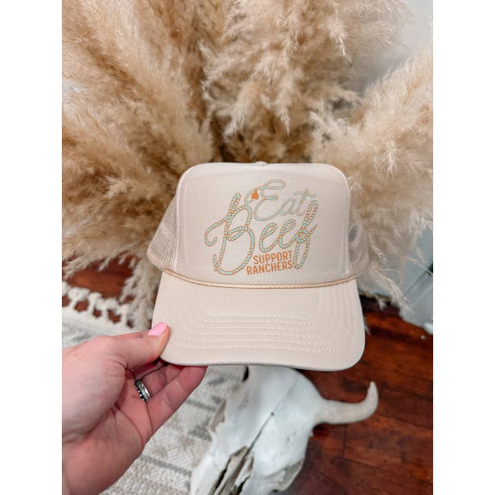 The Walking A - Wholesale Trucker Hat - Women's - EAT BEEF, SUPPORT RANCHERS CAP