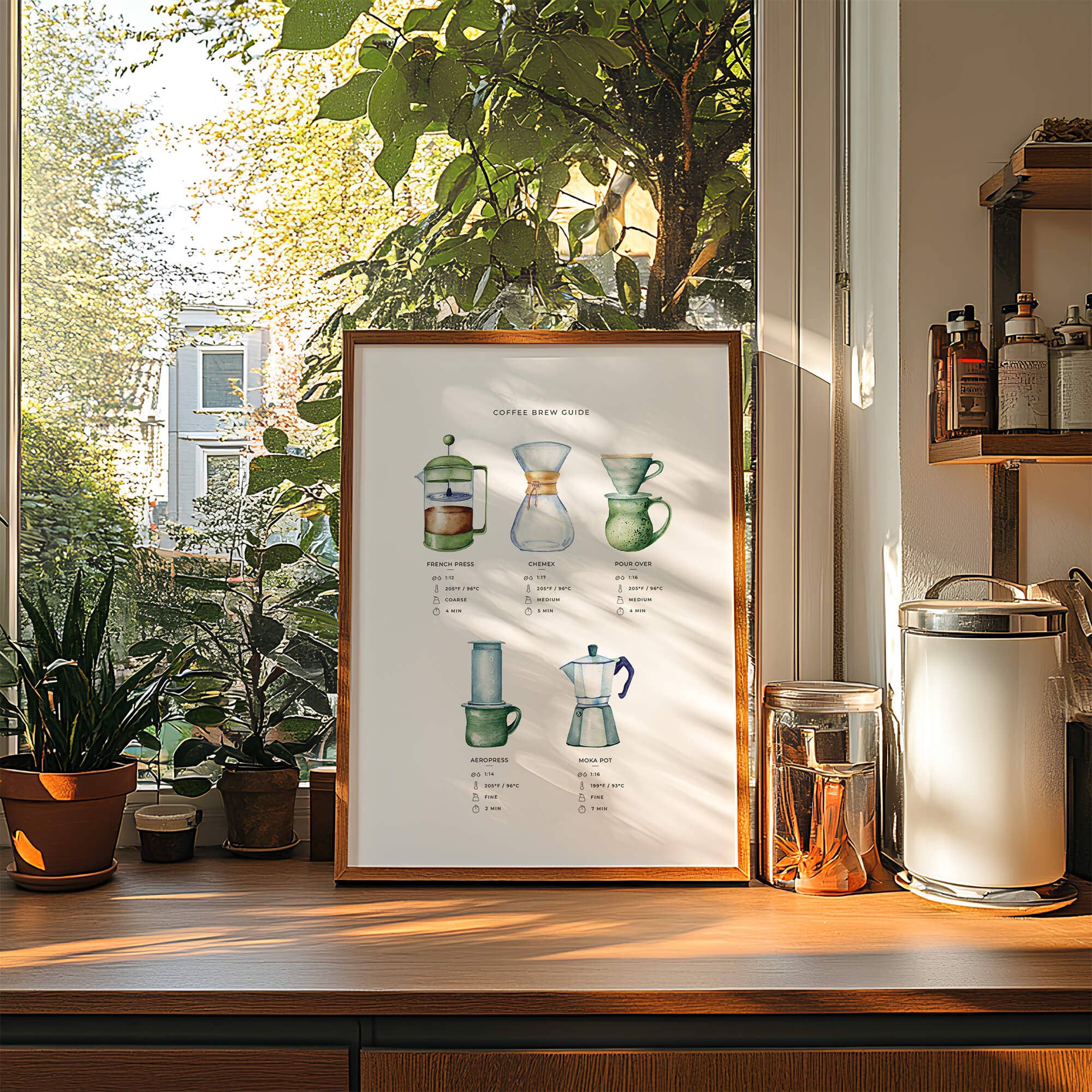 Watercolor Wednesday - Wholesale Art Print - Coffee Art Print | Brew Guide Minimalist Coffee Wall Decor3