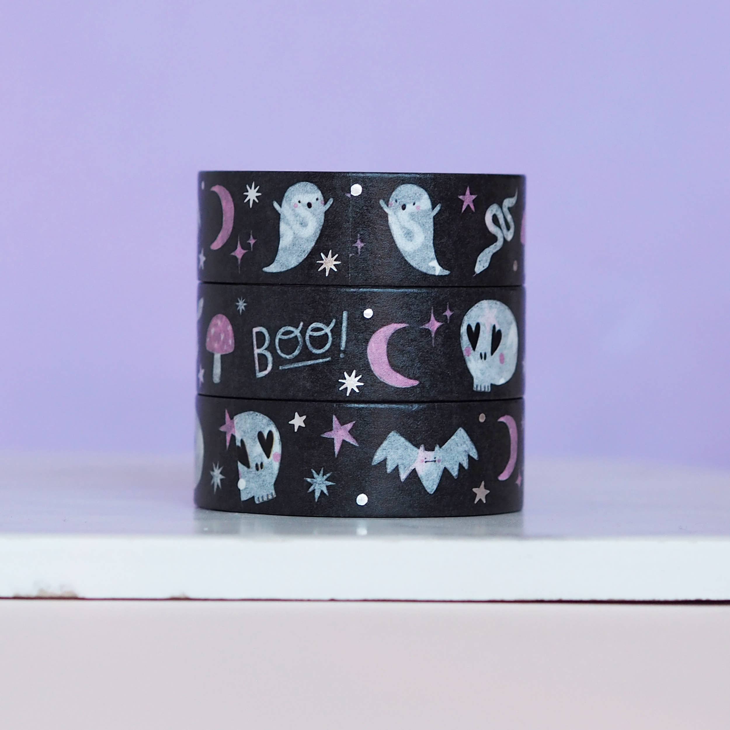 Nutmeg and Arlo - Wholesale Washi Tape - Black Halloween Doodles Washi Tape1