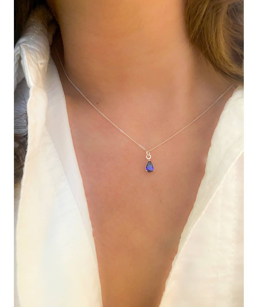 COM FORSA SL - Wholesale Pendant/Charm Necklace - Sterling Silver 925 Mini Teardrop Pendant Tanzanite 5 X 9Mm0