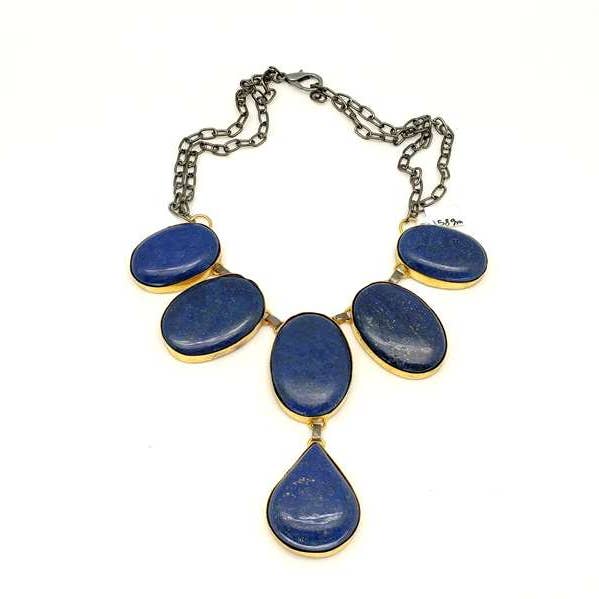 Collana in oro fatta a mano con lapislazzuli per la vendita all'ingrosso da parte di ZEYZEY