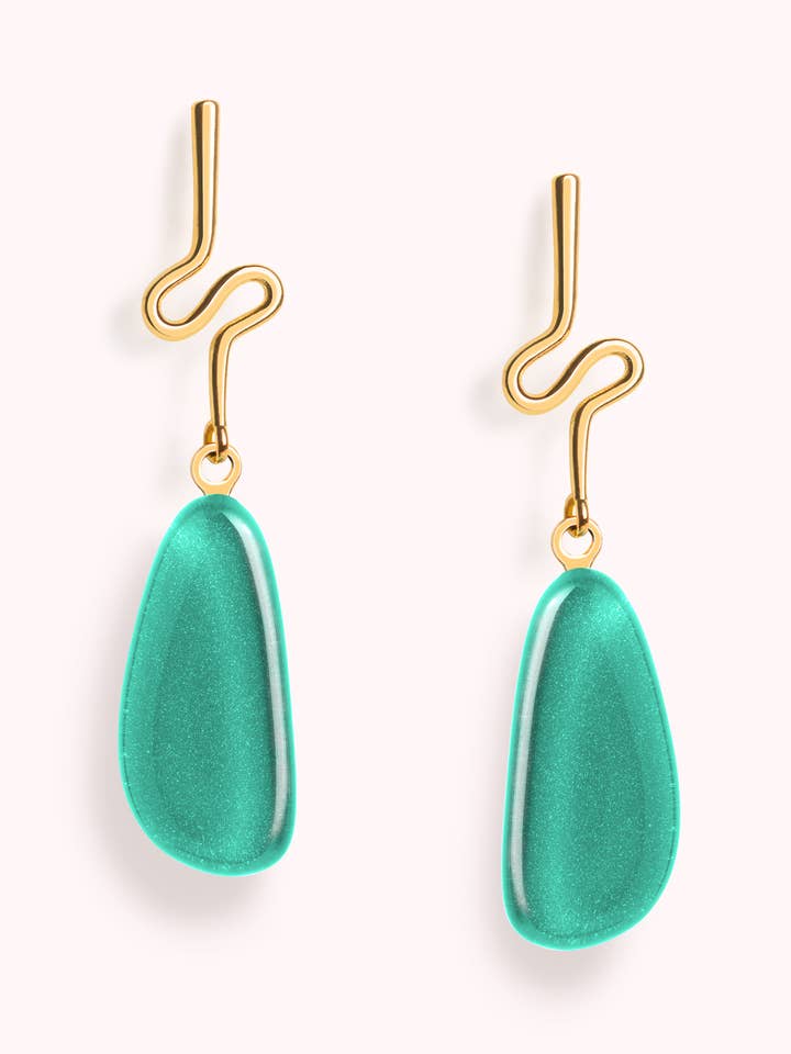 Boucle d'oreille Riva Acqua Green — Plaqué or 18 carats pour la vente par Garda