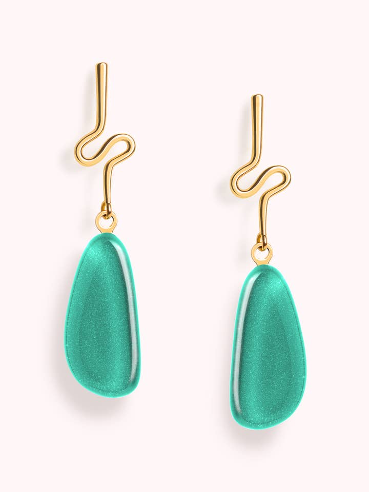 Boucle d'oreille Riva Acqua Green — Plaqué or 18 carats pour la vente par Garda