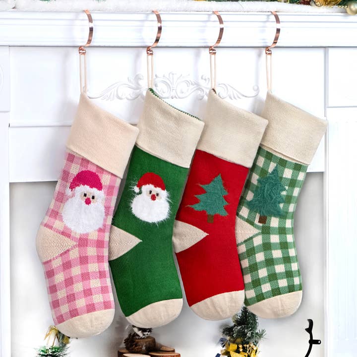 New Color Block Knitted Christmas Stocking for wholesale by GEXWORLDWIDE