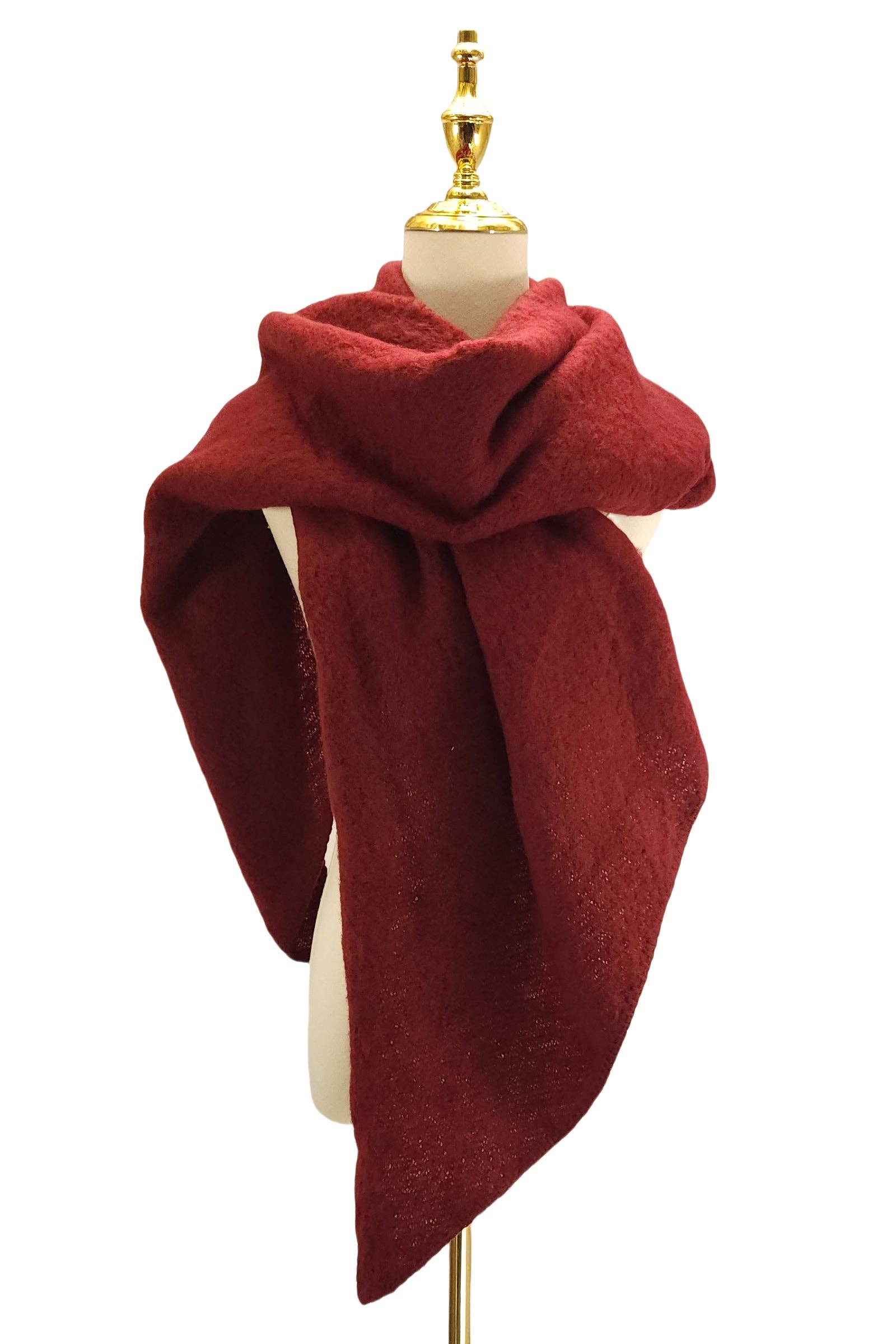 Fashion Scarf World - Wholesale Scarf - Women's - Plain Boucle Diagonal Edge Wool Scarf3