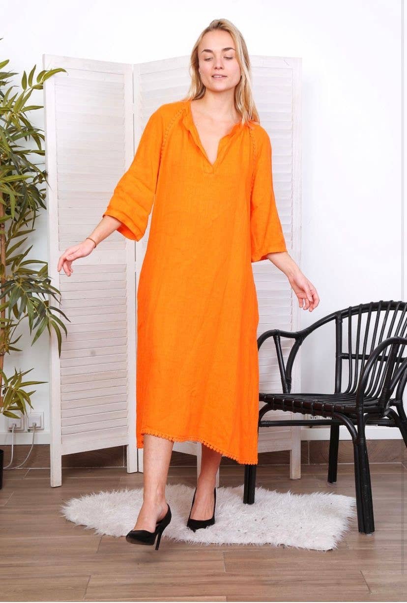 LÉA & LUC - Wholesale Dress - Women's - Long dress in 100% linen REF.716162
