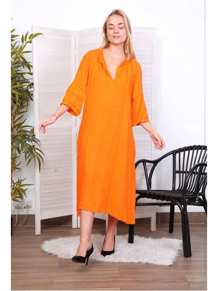 LÉA & LUC - Wholesale Dress – Women's - Long dress in 100% linen REF.716162