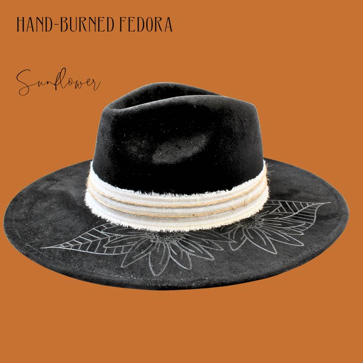 Wildflowers and Barley – Großhandel Fedora-Hut – Damen – Sonnenblumen handgebrannter Fedora3