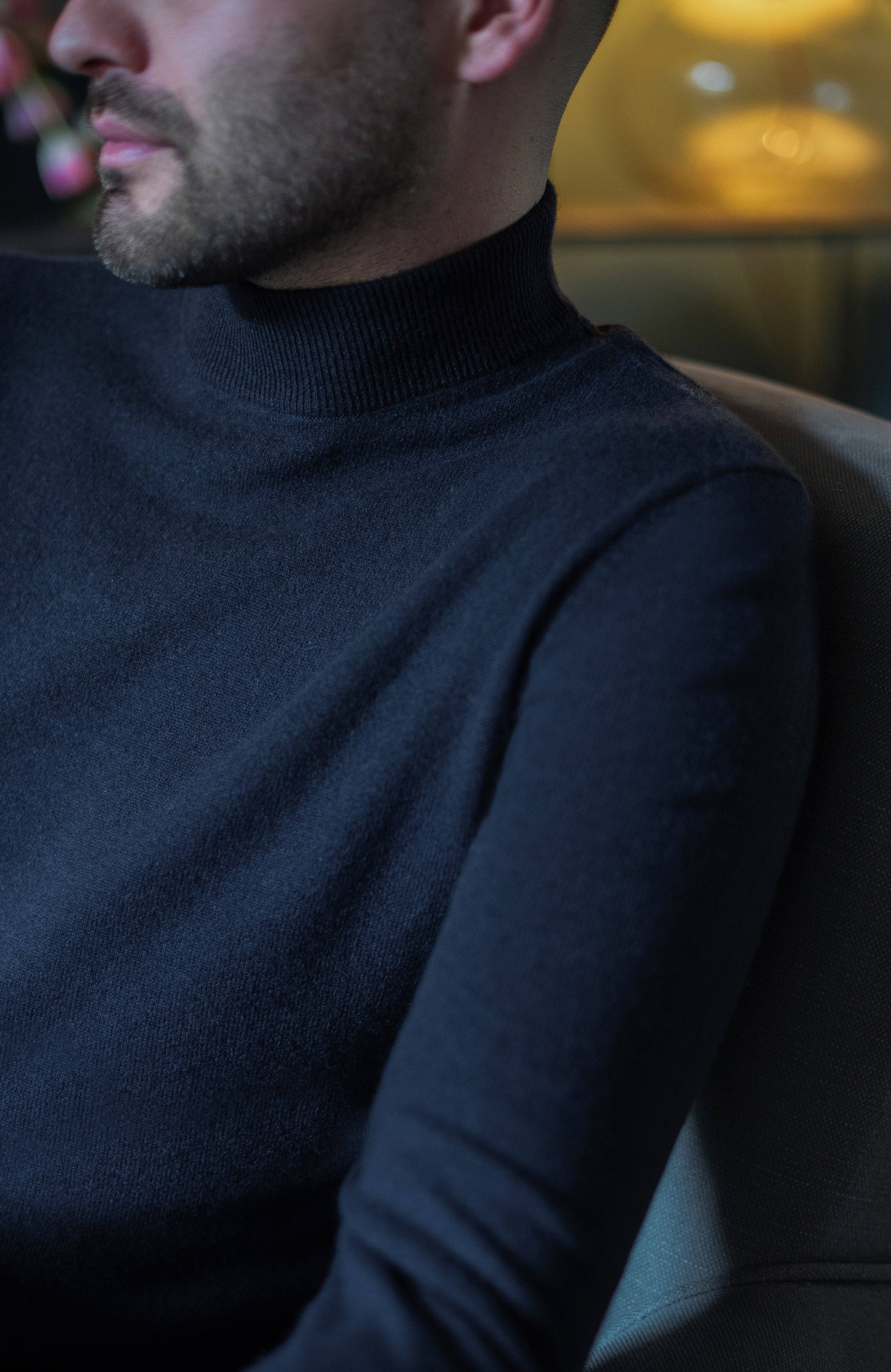 Paul James Knitwear - Wholesale Knit Sweater - Men's - Mens Lightweight Merino Cashmere Mock Turtle Neck Jumper12