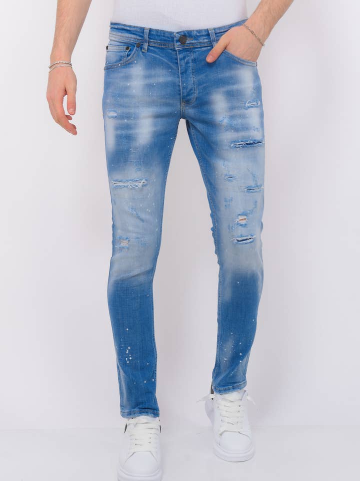 Blue Ripped Skaterjeans Men’S - Slim Fit -1078 for wholesale by Local Fanatic
