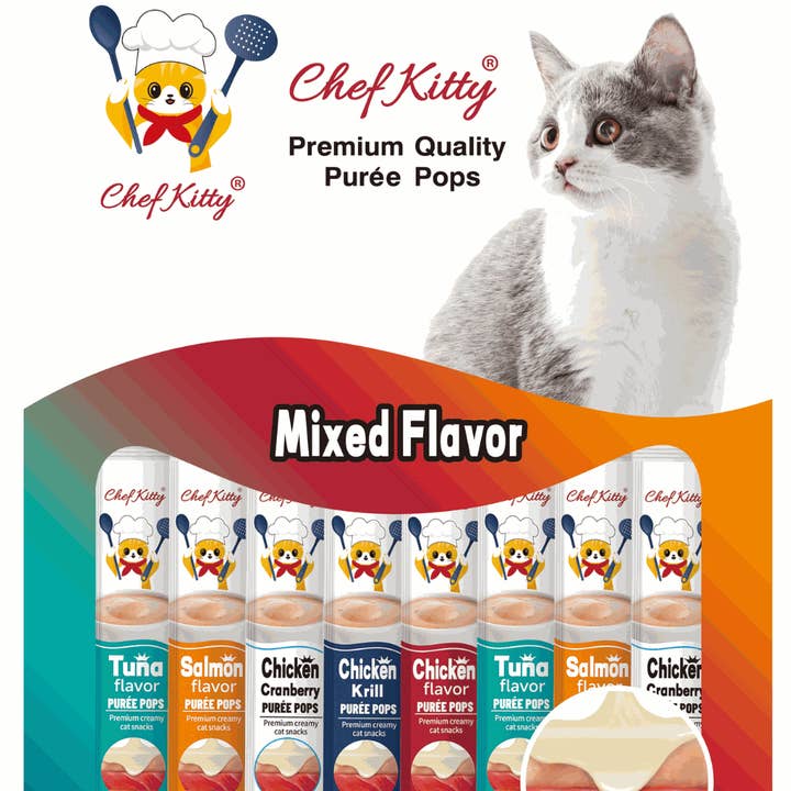 Chef Kitty Purée Pops - Lickable Creamy Cat Treats (10 Pack) for wholesale by Chef Kitty
