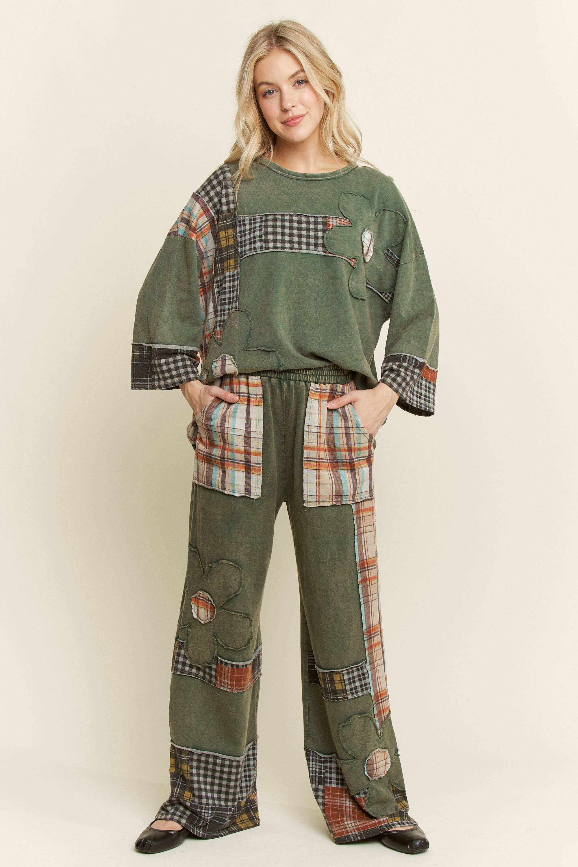 J.Her - Vente Pantalon – femme - Pantalon à carreaux délavé minéral Daisy HP67383