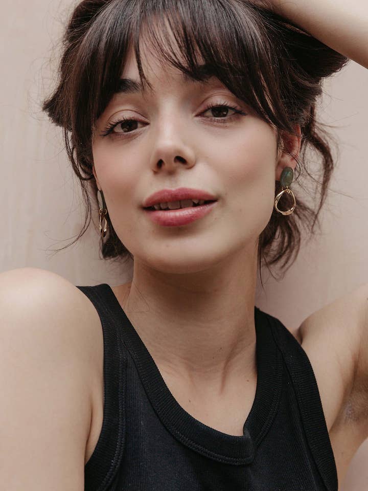 Pearlescent Sage Mini Irregular Earrings for wholesale by Aloë Earrings