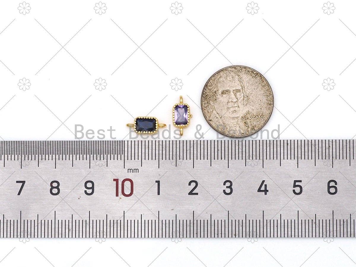 BestBeads&Beyond - Wholesale Individual Charm/Pendant - Colorful CZ Micro Pave Rectangle Shape Connector,18K Gold Filled Links, Necklace Bracelet Charm,5x12mm,Sku#LK4791