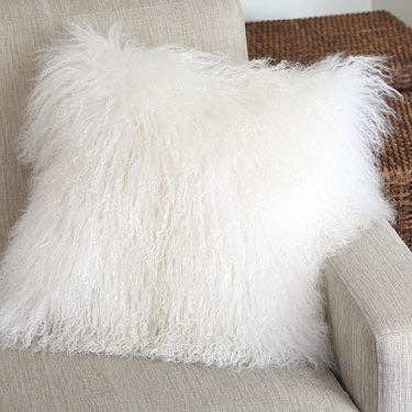 Natural 100% Real Mongolian Fur Pillow for wholesale on Faire0
