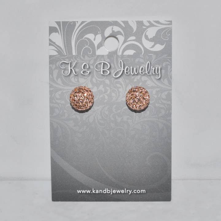 Clous d'oreilles à billes en cristal doré rose pour la vente par K & B Jewelry
