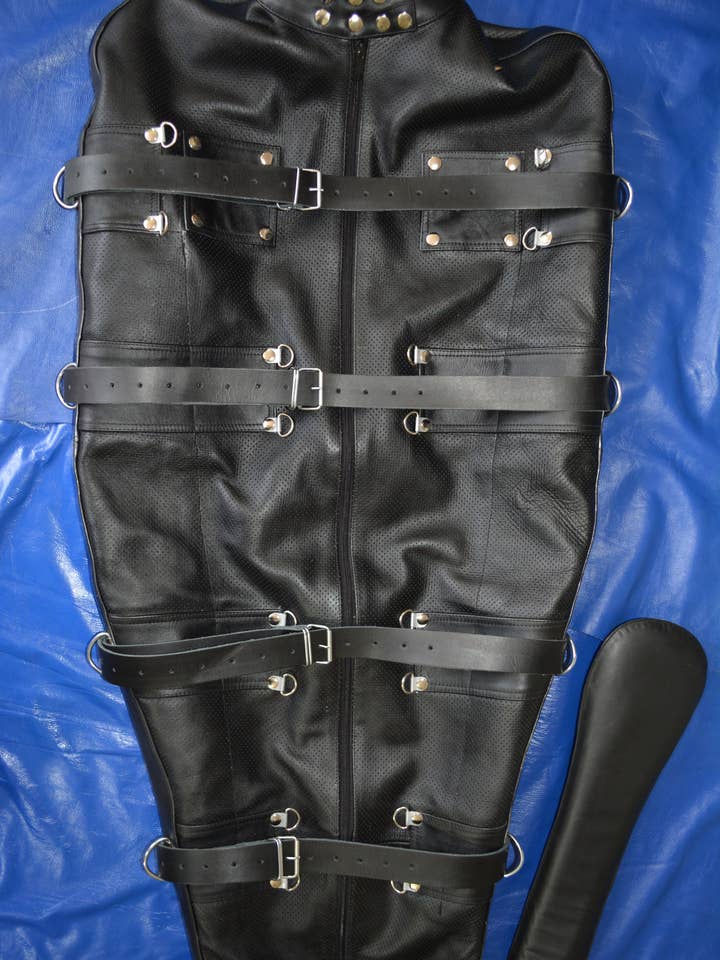 Bondage Bag Real Cow Leather Sleep Sack Restricted Premium Leather SleepSack perforated for wholesale by Meninleather
