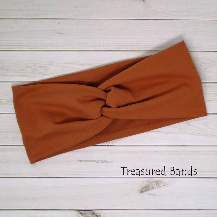 Spice Rusty Orange Solid Comfortable Knit Twist Headband for wholesale by Treasured Haven