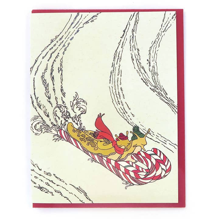 Carte de Limaces de Traîneau de Vacances pour la vente par Wild Life Illustration Co.