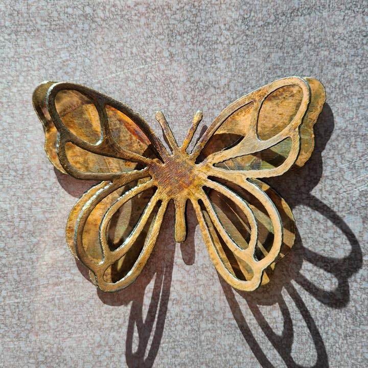 Handmade Butterfly Magnet Collector Gift Rainbow Patina for wholesale by Rustic Metalz