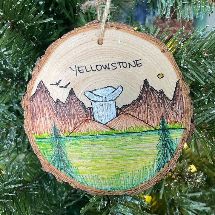 Hand drawn Yellowstone National Park Ornament Variation for wholesale by Parks Art Collection