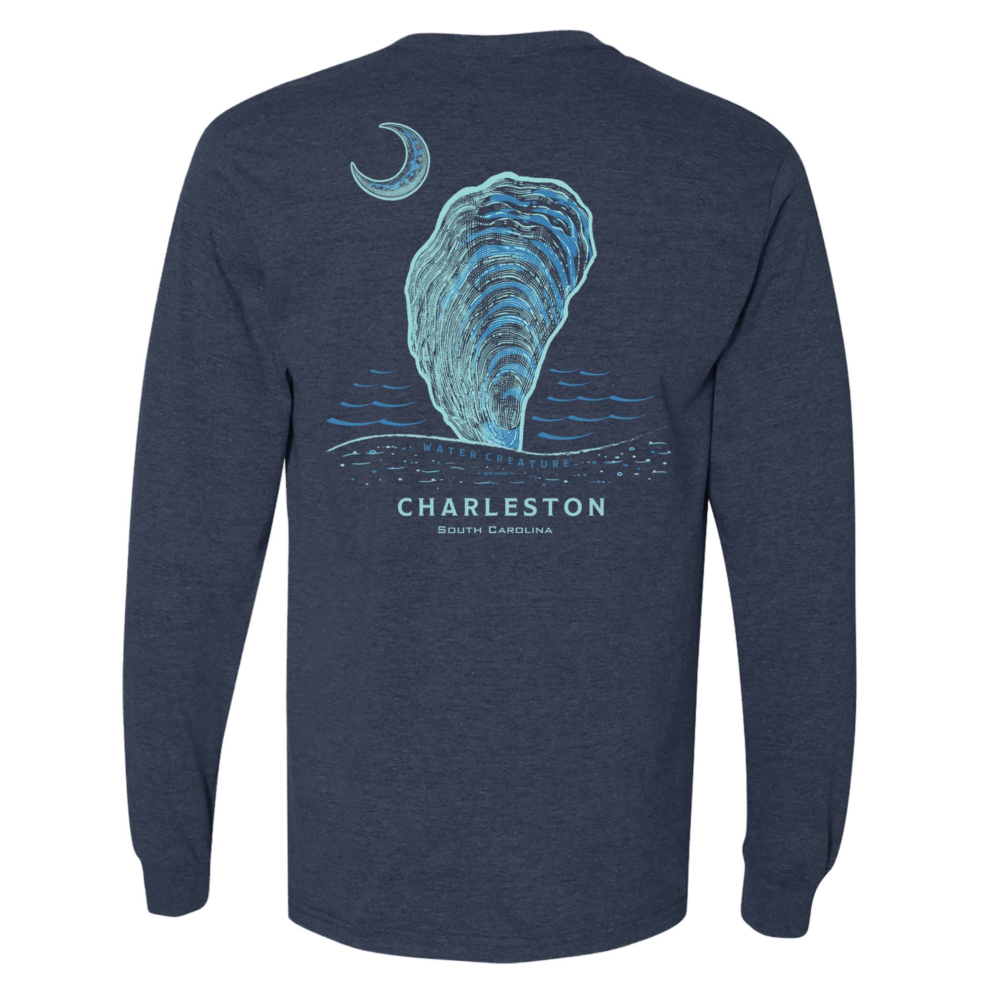 Charleston Apparel - Wholesale Screen Printed T-Shirt - Unisex - Customizable Oyster Etching Long Sleeve - original drawing.2