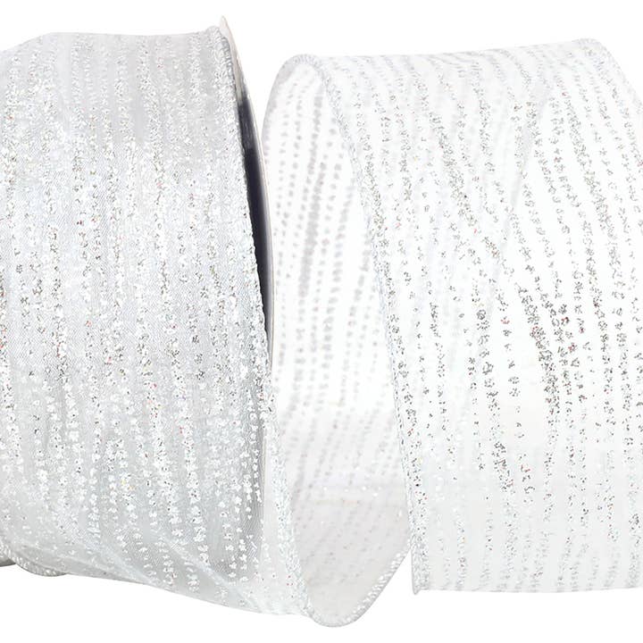 Rainfall Sheer Wired Edge, Silver, 2-1/2 In, 25 Yards for wholesale by RELIANT RIBBON
