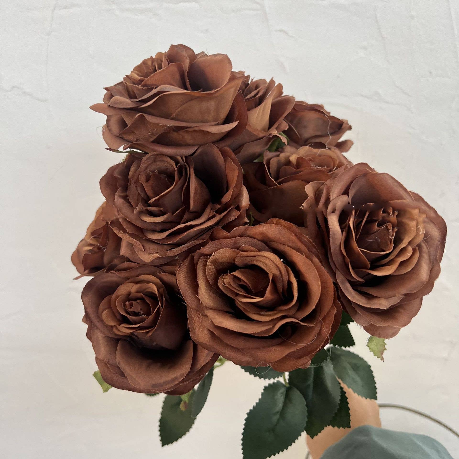 Sweet Home Deco – wholesale Konstgjorda blommor – 16"T sidenrosblommbunke, 9 huvuden, flerfärgade9