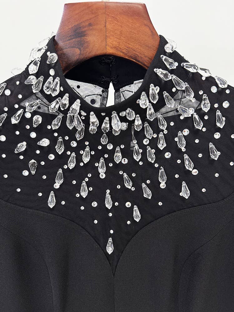 Negro Vestido de noche largo de lujo con pedrería a mano DR860Y 2026 de venta al por mayor en Faire2