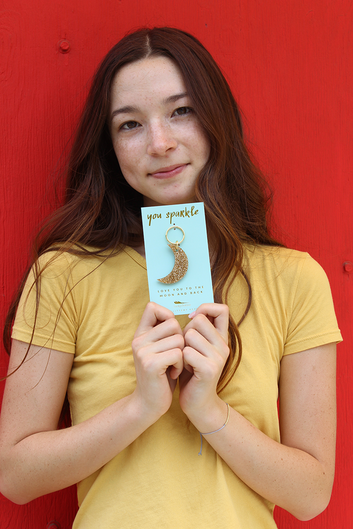 Lucky Feather - Wholesale Keychain - Women's - Glitter Keychain - Shape - MOON2