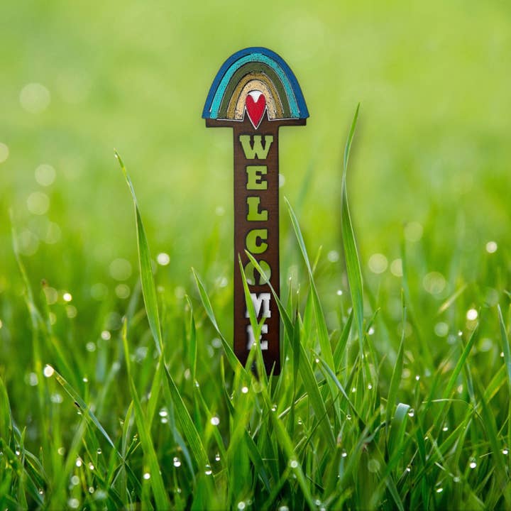 Whimsies - Wholesale Garden/Lawn Stake - Rainbow plant stake heart Valentines pride gift garden eco