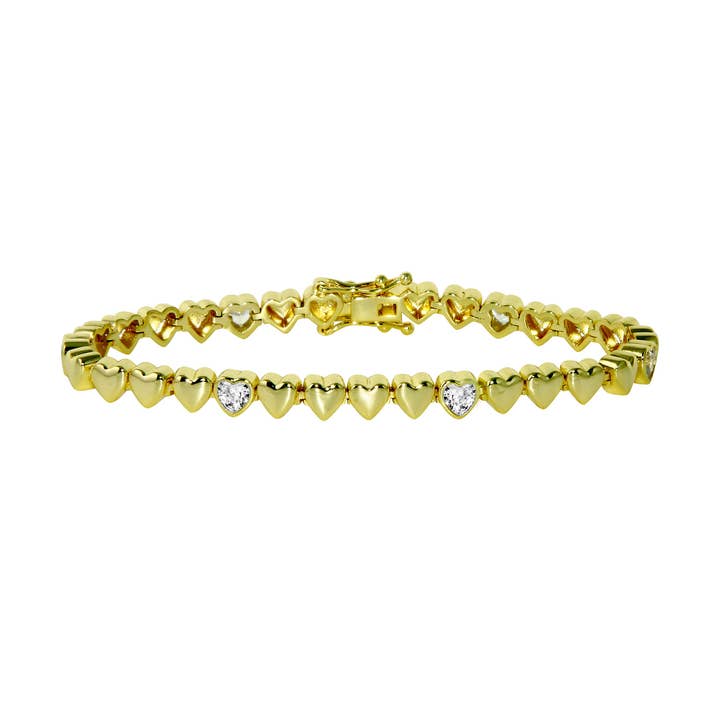 Tennisarmband mit Herz aus massivem Diamant für den Großhandel von JTG Jewelry