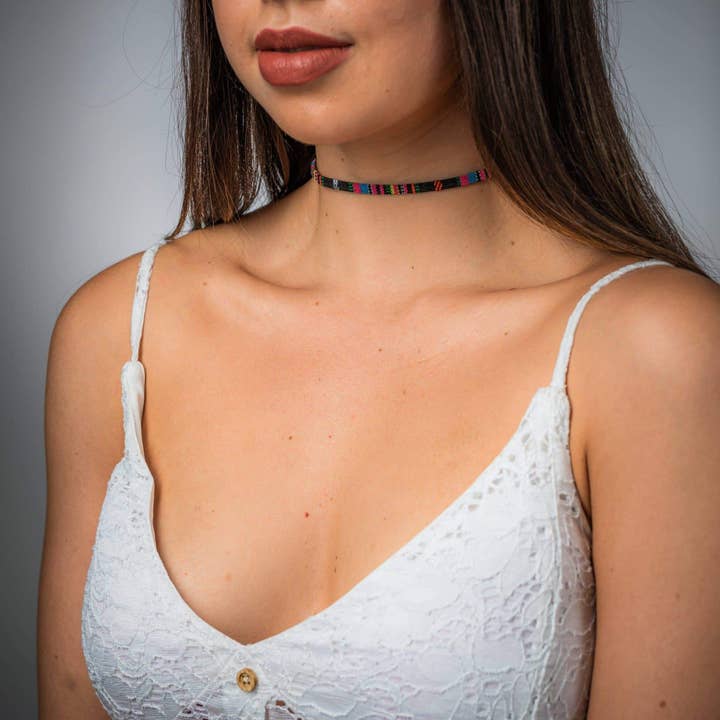 Made By Nami - Wholesale Choker/Collar - Choker Necklace - Black-Pink