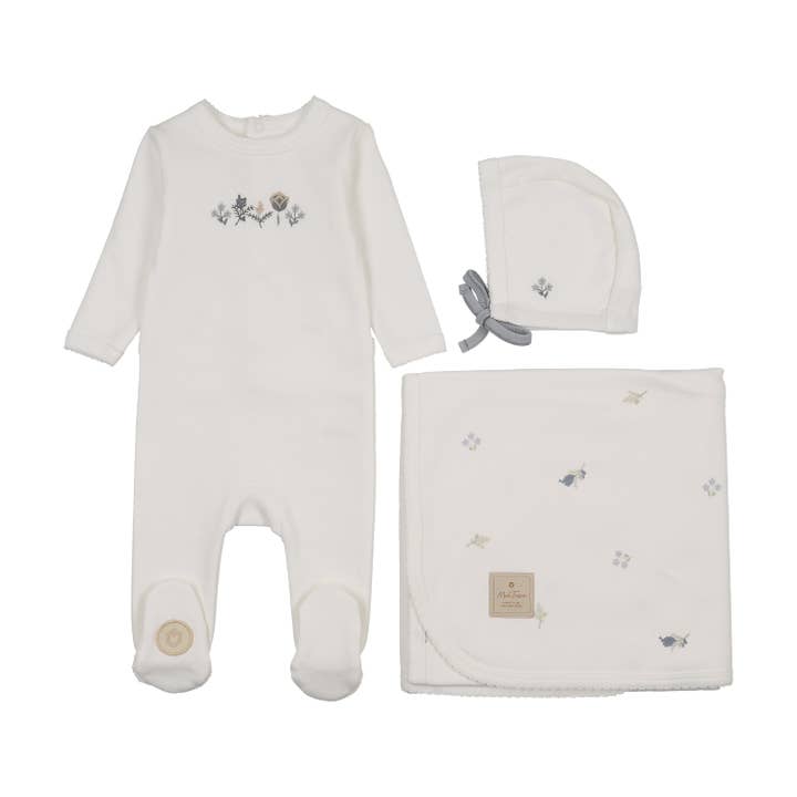 Embroidered Garden Boys Layette Set for wholesale by Mon Tresor Bebe