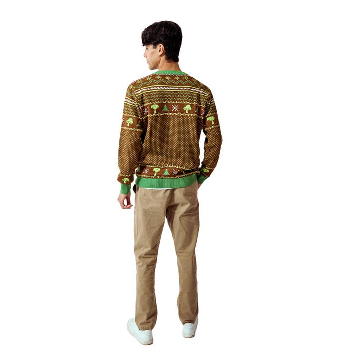 Bioworld Merchandising - Wholesale Knit Sweater - Men's - Shrek Character Faces Long Sleeve Men's Brown & Green Christmas Sweater2