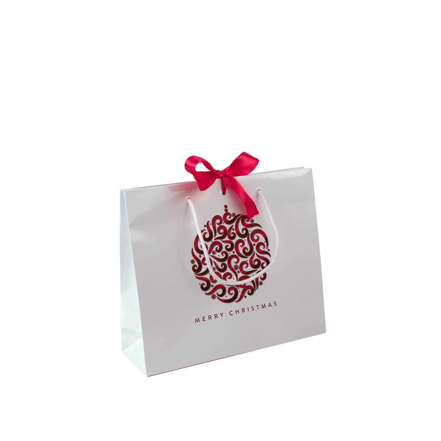 White Merry Christmas - Luxury Paper Bag 32+10x27 for wholesale on Faire0