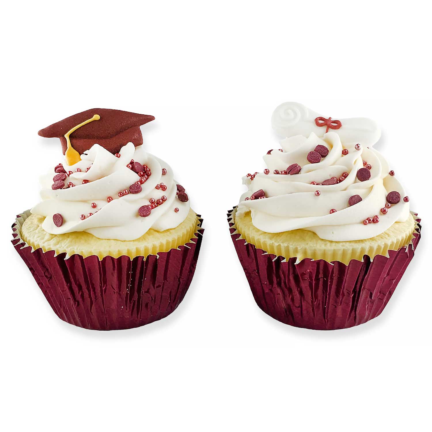 Summitbaking - Wholesale Decorating Tool - Graduation Hat/Cap and Diploma: Burgundy Set, Royal Icing De2