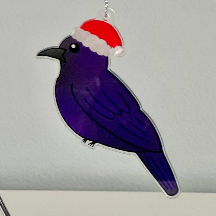 Adorno navideño con cuervo de Baltimore y sombrero de Papá Noel para venta al por mayor de Chesapeake Charm Shop