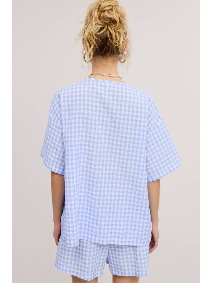 Mimosa - Wholesale Top & Short Set (NOT Loungewear) - Women's - Gingham Open Front Self Tie Top and Shorts Matching Set12