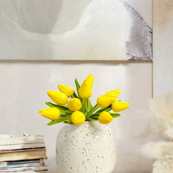 Angel Isabella - Wholesale Artificial Flowers - 1 Dozen Real Touch Tulip Bud bouquet-10.5"3