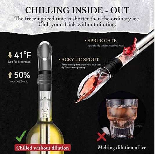 VIGOR – Conjunto de ferramentas de vinho por atacado – VIGOR Refrescador de Garrafa em Aço Inoxidável com Aerador e Função Antigotejamento4